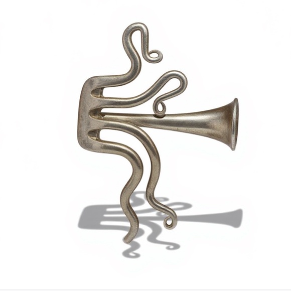 Ashford Davis Modernist Sterling Silver Abstract Trumpet Cuff Bracelet - Picture 2 of 6